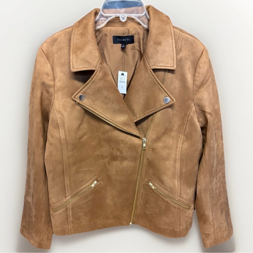 Talbots Faux Suede Moto Jacket Women’s Size 18 #5535